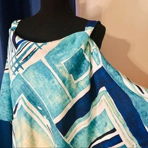 LANE BRYANT Cold Shoulder Blue and Teal Top 22/24
